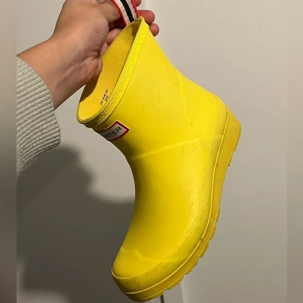 Hunter Play Yellow Rubber Wellies Winter & Rain Boots 7
